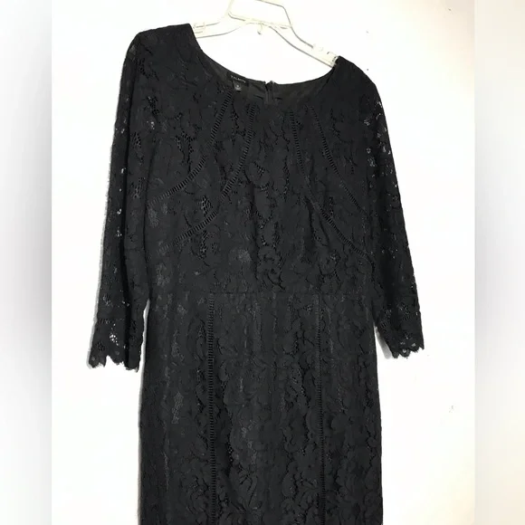 Talbots Black Lace Midi Dress 12 - Picture 5 of 8